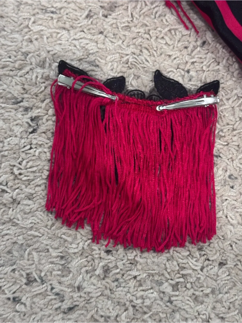 Weissman Black and Red Striped Dance Dress with Fringe Accent, Jazz Tap Costume